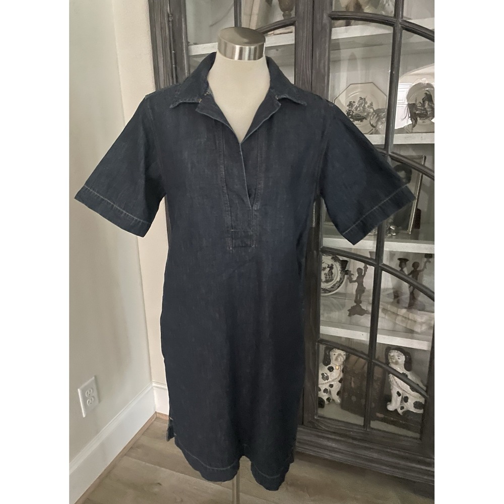 Lauren Ralph Lauren Dark Wash Denim Shift Dress 100% Cotton Women Sz L